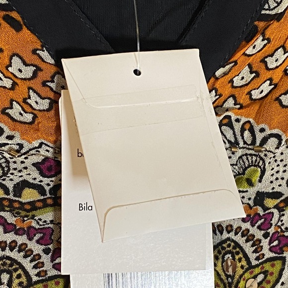 Bila Top Womens Small Multicolor Beaded Boho Paisley Tunic Blouse Fun Sequin New - Picture 12 of 16